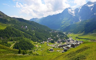 View of the ski resort Breuil-Cervinia in Aosta valley, Italy.