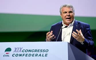 Luigi Sbarra, segretario generale della Cisl, durante il XIX Congresso Confederale della Cisl a Roma, 28 maggio 2022. ANSA/RICCARDO ANTIMIANI