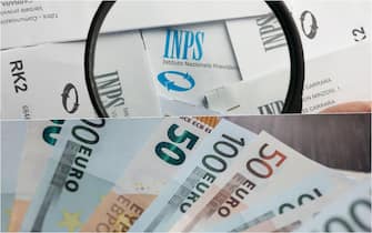 Banconote da 50 e 100 euro con documenti dell'Inps