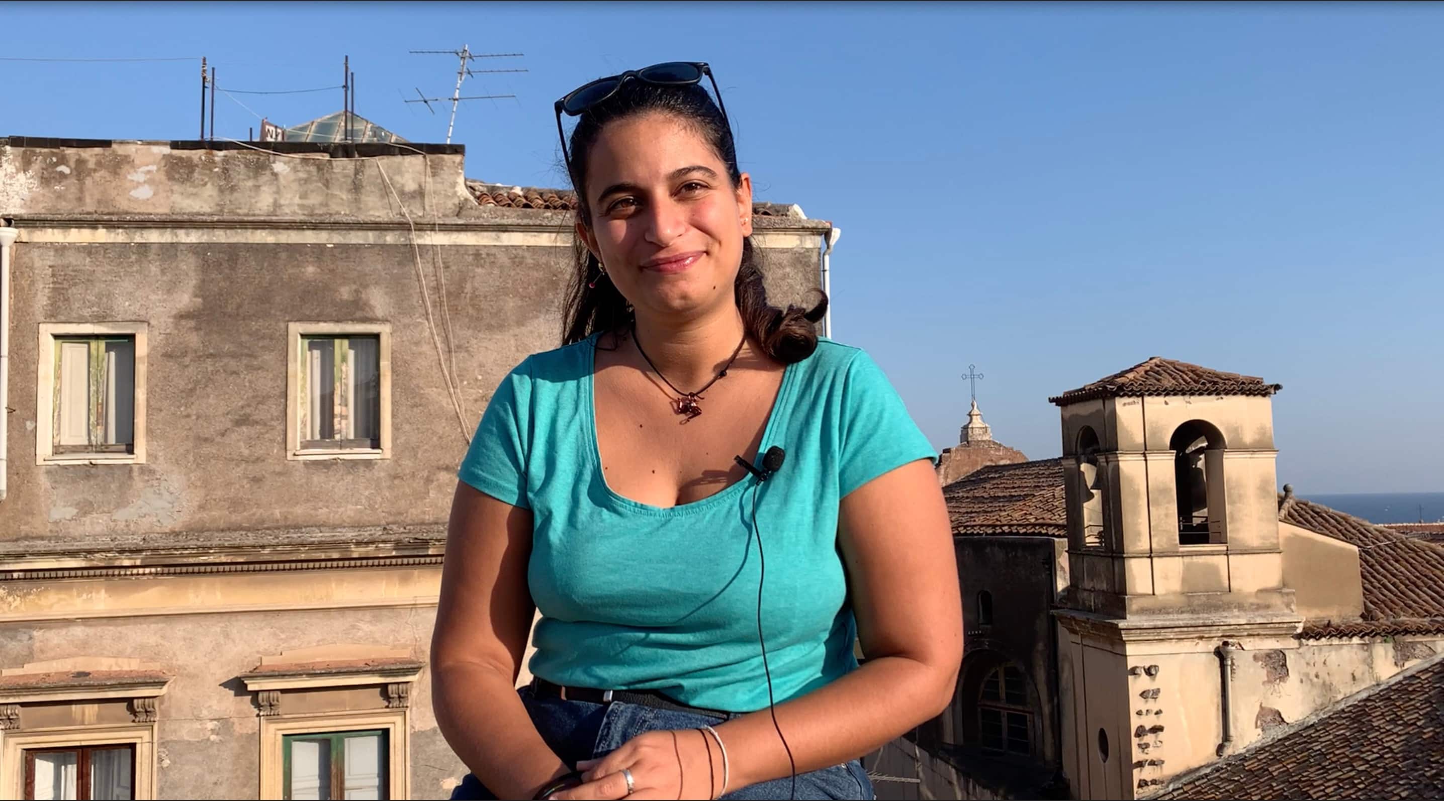 Paola sulla terrazza dello studentato