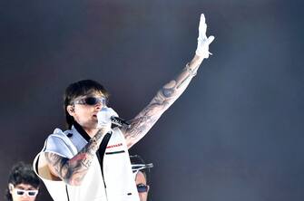 Mexican singer Peso Pluma performs on the Coachella Stage during the Coachella Valley Music and Arts Festival in Indio, California, on April 12, 2024. (Photo by VALERIE MACON / AFP) (Photo by VALERIE MACON/AFP via Getty Images)