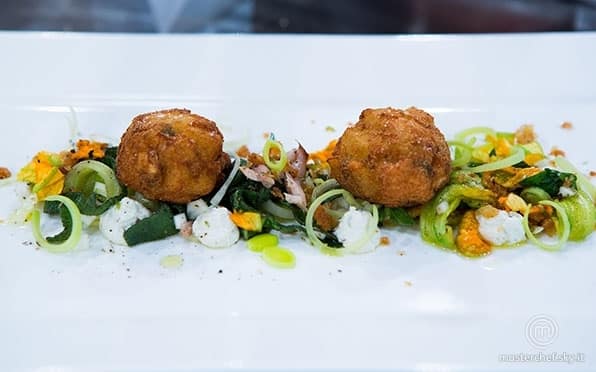 Fish balls con insalata tiepida di quaglia