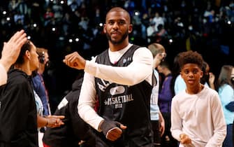 CLEVELAND, OH - FEBRUARY 19: Chris Paul #3 of Team LeBron walks onto the court during NBA All Star Practice as part of 2022 NBA All Star Weekend on Saturday, February 19, 2022 at Wolstein Center in Cleveland, Ohio. NOTE TO USER: User expressly acknowledges and agrees that, by downloading and/or using this Photograph, user is consenting to the terms and conditions of the Getty Images License Agreement. Mandatory Copyright Notice: Copyright 2022 NBAE (Photo by Brian Sevald/NBAE via Getty Images)