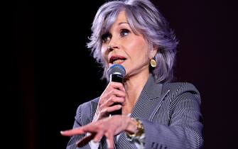 US actress Jane Fonda attends a "Rendez-Vous With Jane Fonda " at the 76th edition of the Cannes Film Festival in Cannes, southern France, on May 26, 2023. (Photo by Valery HACHE / AFP) (Photo by VALERY HACHE/AFP via Getty Images)