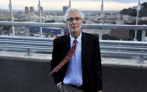 GENOA, ITALY - AUGUST 03:  Italian Architect and Senator Renzo Piano poses for a photo during the opening ceremony of the Genoa's new bridge Ponte Genova San Giorgio on the Genoa motorway on August 3, 2020 in Genoa, Italy. The new San Giorgio bridge replaces the Morandi Bridge which collapsed on August 14, 2018, causing the death of 43 people. The new bridge was built in record time in just 15 months, with work never stopping, day and night. The new bridge was designed by the Genoa-born archistar Renzo Piano, who donated the project to the city. It was designed with the shape of a ship, to reflect on the maritime and port nature of the city and has been defined as the symbol of rising Italy. (Photo by Laura Lezza/Getty Images)



.