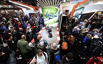 eicma MILAN, ITALY - NOVEMBER 07: General view of the KTM stand at EICMA at Rho Fieramilano on November 07, 2024 in Milan, Italy. (Photo by Pietro D'Aprano/Getty Images)