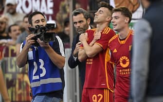 RomaÕs Stephan El Shaarawy celebrates his goal during the Serie A soccer match between AS Roma and AC Monza at the Olimpico stadium in Rome, Italy, 22 October 2023. ANSA/RICCARDO ANTIMIANI