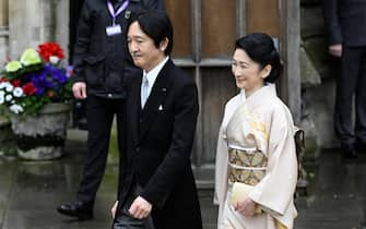 LONDON, ENGLAND - MAY 06: Crown Prince Fumihito of Japan and Crown Princess Kiko arrive to attend the Coronation of King Charles III and Queen Camilla on May 6, 2023 in London, England. The Coronation of Charles III and his wife, Camilla, as King and Queen of the United Kingdom of Great Britain and Northern Ireland, and the other Commonwealth realms takes place at Westminster Abbey today. Charles acceded to the throne on 8 September 2022, upon the death of his mother, Elizabeth II. (Photo by Toby Melville - WPA Pool/Getty Images)