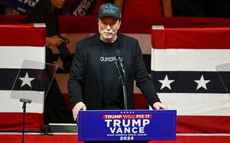 Mandatory Credit: Photo by Steven Ferdman/Shutterstock (14830341dg)
Elon Musk speaks at a political rally for Donald Trump at Madison Square Garden in New York, New York, USA, 27 October 2024.
Former President Donald J. Trump Rally at Madison Square Garden, New York, USA - 27 Oct 2024