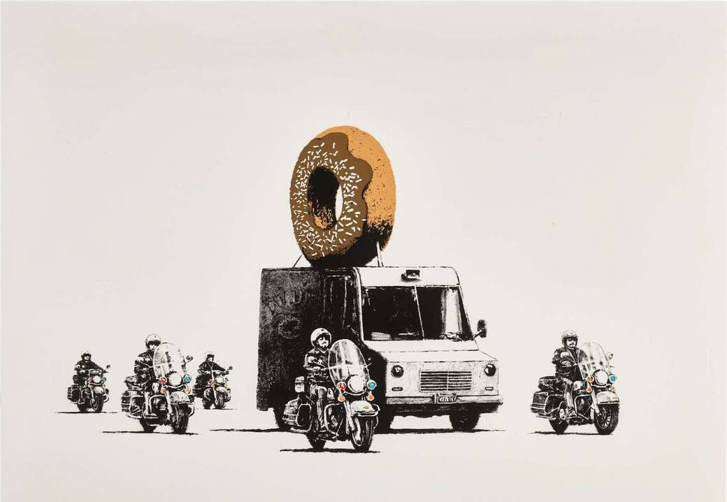 Banksy, Donuts Chocolate, 2009. Serigrafia firmata. Pop House Gallery