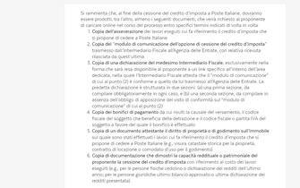 lista della documentazione