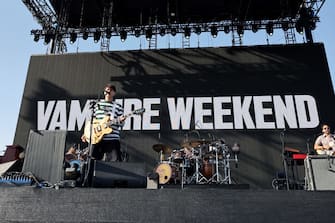 INDIO, CALIFORNIA - APRIL 13: (FOR EDITORIAL USE ONLY) Ezra Koenig of Vampire Weekend performs at the Outdoor Theatre during the 2024 Coachella Valley Music and Arts Festival at Empire Polo Club on April 13, 2024 in Indio, California. (Photo by Amy Sussman/Getty Images for Coachella)