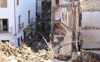 epa11693762 View of of the destruction in the flood-affected Municipality of Letur, central of Spain, 31 October 2024. One person has been confirmed deceased, and five others still missing following the severe rainfall in Letur.  At least 95 people died in the province of Valencia and neighboring provinces following floods caused by the DANA (high-altitude isolated depression) phenomenon impacting the eastern part of the country.  EPA/ISMAEL HERRERO