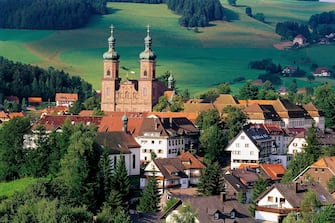 Town of Sankt Peter with church, Bavaria, Germany