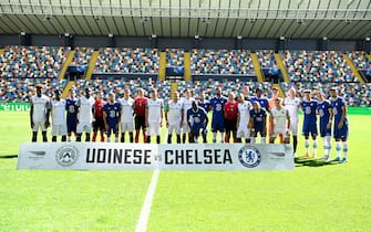 UDINE, ITALY - JULY 30:  The teams line up prior to the pre season behind closed doors friendly match between Udinese and Chelsea at Dacia Arena on July 30, 2022 in Udine, Italy.  (Photo by Darren Walsh/Chelsea FC via Getty Images)