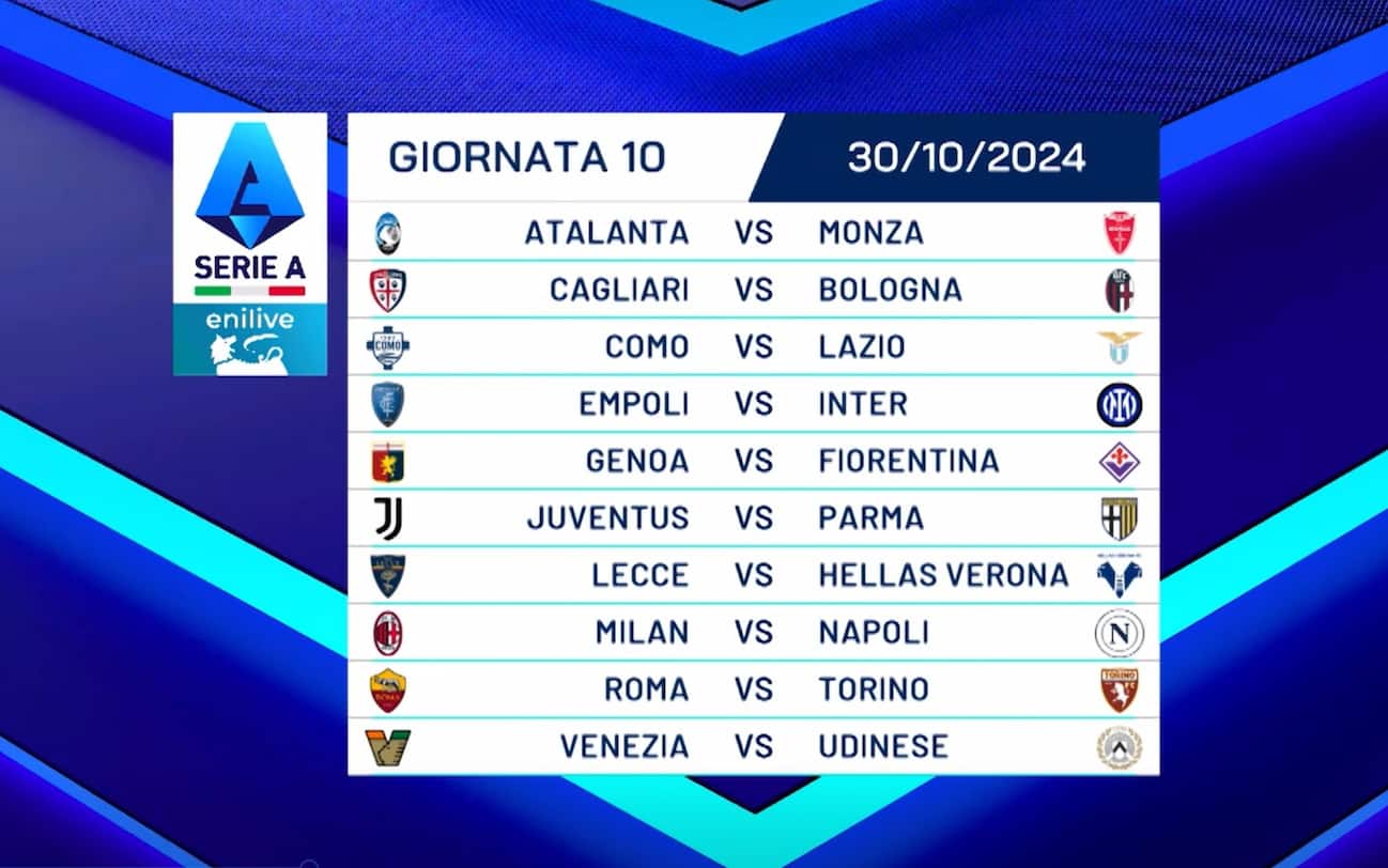 13 giornata serie a calendario