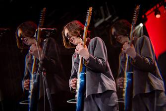 INDIO, CALIFORNIA - APRIL 15: (EDITORS NOTE: Image was created using a prism) Lindsey Jordan of Snail Mail performs onstage at the 2023 Coachella Valley Music and Arts Festival on April 15, 2023 in Indio, California. (Photo by Emma McIntyre/Getty Images for Coachella)