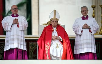 Pope Francis celebrates the Holy Mass of Palm Sunday in Saint Peter's Square, Vatican City, 24 March 2024. ANSA/RICCARDO ANTIMIANI (papa francesco, palme)
