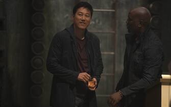 (from left) Han (Sung Kang) and Roman (Tyrese Gibson) in F9, directed by Justin Lin.