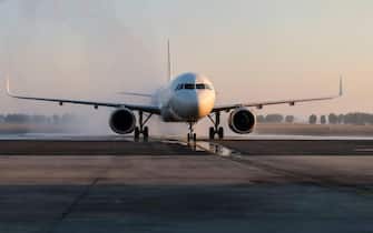 Volo inaugurale all'aeroporto 'Leonardo Da Vinci' per il volo Roma-Bahrain operato dalla Gulf Air, compagnia di bandiera del Regno, Fiumicino, 15 giugno 2022. ANSA/ TELENEWS