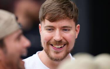 FORT LAUDERDALE, FLORIDA - MARCH 10: Mr. Beast is seen in attendance during a match between Inter Miami and CF Montréal at DRV PNK Stadium on March 10, 2024 in Fort Lauderdale, Florida. (Photo by Rich Storry/Getty Images)