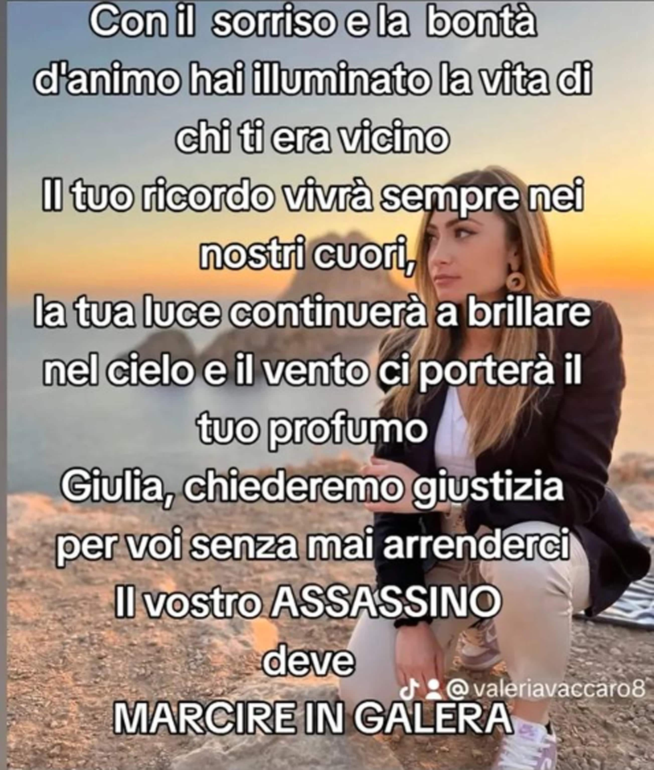 Un post tratto dal profilo Instagram di Franco Tramontano, il papà di Giulia,  nel giorno della nuova udienza del processo a carico di Alessandro Impagnatiello, accusato di avere ucciso la fidanzata incinta di sette mesi con 37 coltellate. "Con il sorriso e la bontà d'animo hai illuminato la vita di chi ti era vicino - scrive -. Il tuo ricordo vivrà sempre nei nostri cuori, la tua luce continuerà a brillare nel cielo e il vento ci porterà il tuo profumo. Giulia, chiederemo giustizia per voi senza mai arrenderci. Il vostro assassino deve marcire in galera", Roma 11 aprile 2024  +++ATTENZIONE LA FOTO NON PUO' ESSERE PUBBLICATA O RIPRODOTTA SENZA L'AUTORIZZAZIONE DELLA FONTE DI ORIGINE CUI SI RINVIA+++ NPK