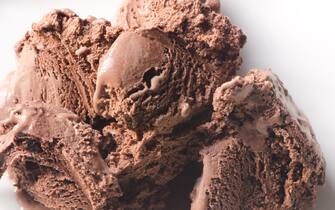 closeup to chocolate ice cream
