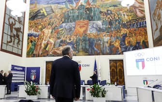 Il presidente della Juventus, Gianluca Ferrero, alla riunione del Collegio di garanzia presso il CONI, Roma, 19 aprile 2023. ANSA/FABIO FRUSTACI