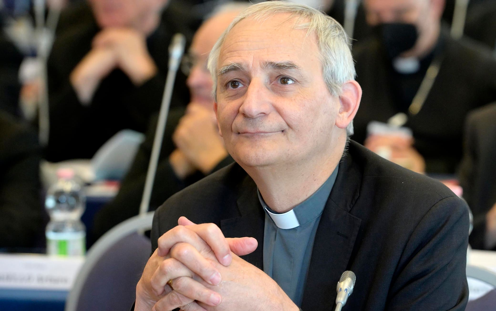 Il cardinale Matteo Maria Zuppi nel corso della 76’ Assemblea generale dei Vescovi italiani. Fiumicino, 24 maggio 2022. ANSA/CLAUDIO PERI