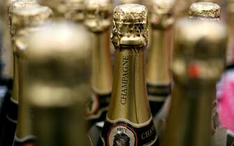 SOUTH SAN FRANCISCO, CA - DECEMBER 29:  Bottles of champagne are seen on display at a Costco store December 29, 2008 in South San Francisco, California. As the economy continues to falter, sales of sparkling wine and champagne are down this year compared to a 4 percent surge from last year.  (Photo by Justin Sullivan/Getty Images)