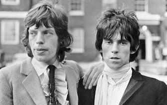 (Original Caption) London: Out on bail pending appeal of conviction and sentence on drug charges, The Rolling Stones Mick Jagger (l) and Keith Richards gained the support, July 1, of the prestigious Times of London. Jagger, 23 year old leader of the singing group, was sentenced to three months in jail for possession of pep pills. Richards got a year for permitting his home to be used for the smoking of marijuana. The Times said the sentence was overly harsh and suggested the performers might have been the victims of resentment by an older generation. 7/1/1967