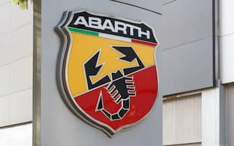 VALENCIA, SPAIN - JANUARY 13, 2022: Abarth is an Italian racing and road car maker. It is owned by Stellantis