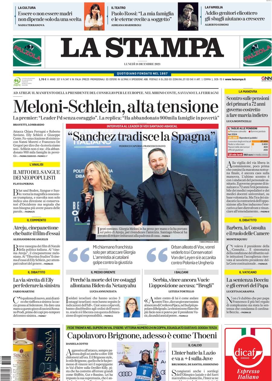 Le Prime Pagine Dei Quotidiani Di Oggi 18 Dicembre: La Rassegna Stampa ...