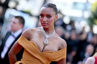 CANNES, FRANCE - MAY 22: Jasmine Tookes attends the "Club Zero" red carpet during the 76th annual Cannes film festival at Palais des Festivals on May 22, 2023 in Cannes, France. (Photo by Lionel Hahn/Getty Images)