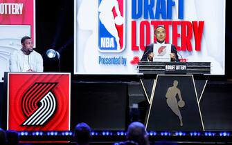 CHICAGO,IL - MAY 16: The Portland Trail Blazers receive the 3rd Pick during the 2023 NBA Draft Lottery at McCormick Place on May 16, 2023 in Chicago, Illinois. NOTE TO USER: User expressly acknowledges and agrees that, by downloading and or using this photograph, user is consenting to the terms and conditions of the Getty Images License Agreement. Mandatory Copyright Notice: Copyright 2023 NBAE (Photo by Kamil Krzaczynski/NBAE via Getty Images)