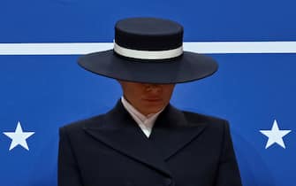 First Lady Melania Trump attends the inaugural parade inside Capital One Arena, in Washington, DC on January 20, 2025. (Photo by ANGELA WEISS / AFP)