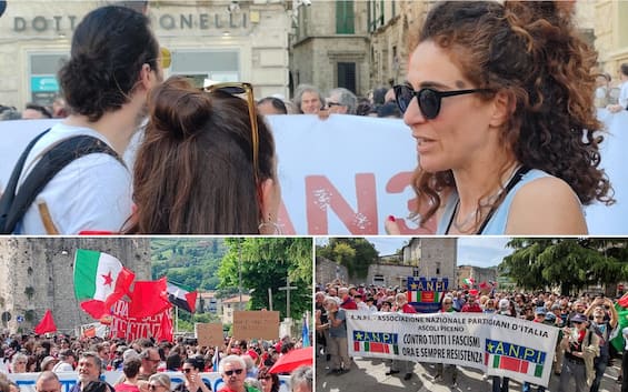ascoli piceno manifestazione in solidariet224 della fornaia dello striscione antifascista