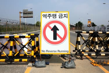 PAJU, SOUTH KOREA - JUNE 11: Barricades are placed near the Unification Bridge,which leads to the Panmunjom in the Demilitarized Zone (DMZ) on June 11, 2024 in Paju, South Korea. Tensions between South and North Korea have escalated sharply in recent days, with both sides engaging in provocative actions, including North Korea's launch of hundreds of trash-filled balloons across the border and South Korea's decision to resume anti-North Korea propaganda broadcasts via loudspeakers. The move by South Korea marks a significant escalation in the ongoing conflict between the two Koreas, with North Korea warning of "new responses" if the broadcasts continue, amid concerns of a potential military response from Pyongyang. (Photo by Chung Sung-Jun/Getty Images)