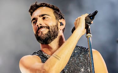 MILAN, ITALY - JULY 08: Marco Mengoni performs at San Siro Stadium on July 08, 2023 in Milan, Italy. (Photo by Sergione Infuso/Corbis via Getty Images)