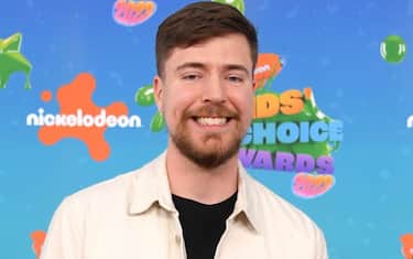 LOS ANGELES, CALIFORNIA - MARCH 04: MrBeast arrives at the Nickelodeon's 2023 Kids' Choice Awards at Microsoft Theater on March 04, 2023 in Los Angeles, California. (Photo by Steve Granitz/FilmMagic)