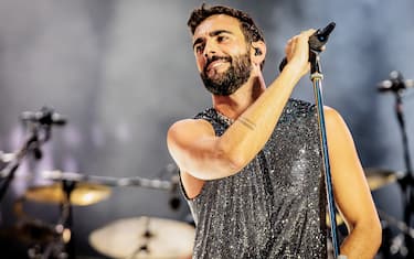 MILAN, ITALY - JULY 08: Marco Mengoni performs at San Siro Stadium on July 08, 2023 in Milan, Italy. (Photo by Sergione Infuso/Corbis via Getty Images)