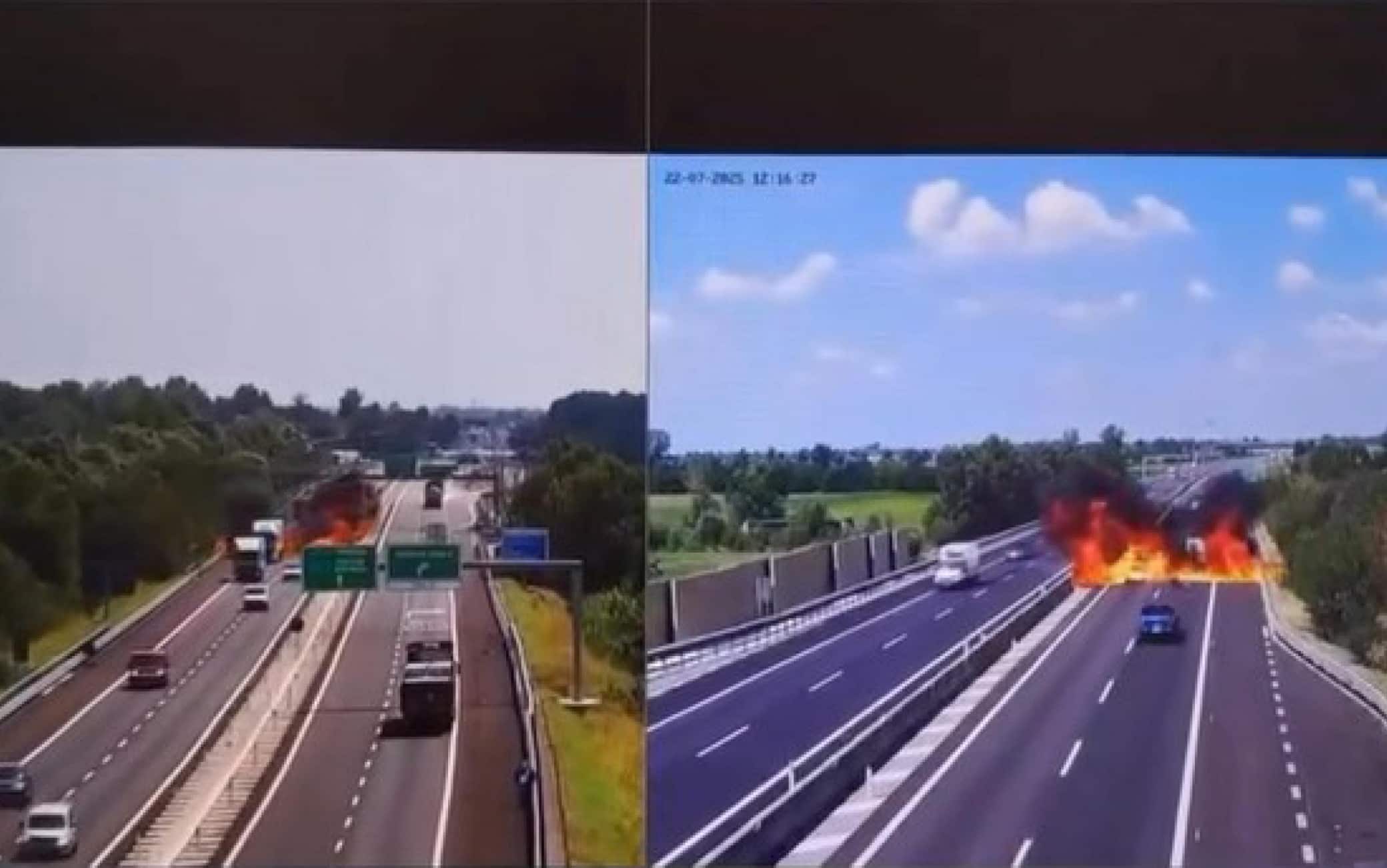 le fiamme dopo lo schianto