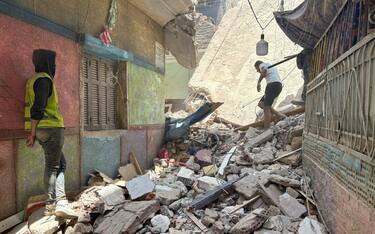 CAIRO, EGYPT - JULY 17: A view of the collapsed 4-storey building in Cairo, Egypt on July 17, 2023. At least nine people were killed. Civil defense forces rushed to the site of the collapsed building, where at least nine people were killed, to extract the victims from under the rubble. (Photo by Fareed Kotb/Anadolu Agency via Getty Images)