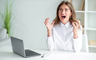 furious anger office woman work difficulties