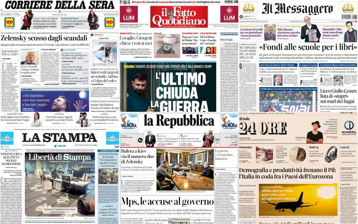 Le prime pagine dei quotidiani di oggi 30 novembre: la rassegna stampa di Sky TG24