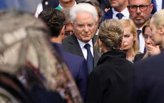 MILAN, ITALY - JUNE 14:  Sergio Mattarella President of Italy attendsthe state funeral for Silvio Berlusconi on June 12, 2023 in Milan, Italy. Former Italian Prime Minister who bounced back from a series of scandals, died on June 12, 2023 at age 86. His state funeral takes place on June 14, and a national day of mourning has been announced. The politician and businessman, at the time of his death, had the third largest fortune in Italy. According to media estimates, his net worth was between 6 and 7 billion dollars. (Photo by Pier Marco Tacca/Getty Images)