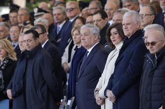 Il ministro degli Affari Esteri Antonio Tajani alla terrazza del Pincio durante la celebrazione del 171° Anniversario della Polizia di Stato, Roma, 12 Aprile 2023. ANSA/GIUSEPPE LAMI