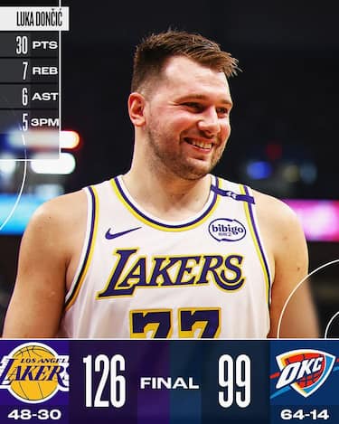 OKLAHOMA CITY THUNDER-LOS ANGELES LAKERS 99-126