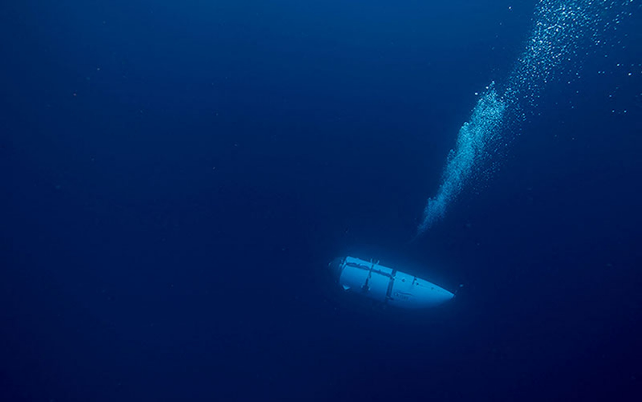 Undated handout photo shows Titan, the submersible that vanished on expedition to the Titanic wreckage. A massive search and rescue operation is under way in the mid Atlantic after a tourist submarine went missing during a dive to Titanic's wreck on Sunday. Contact with the small sub was lost about an hour and 45 minutes into its dive, the US Coast Guard said. Tour firm OceanGate said all options were being explored to rescue the five people onboard. Tickets cost $ 250,000 for an eight-day trip including dives to the wreck at a depth of 3,800m (12,500ft). Photo via ABACAPRESS.COM