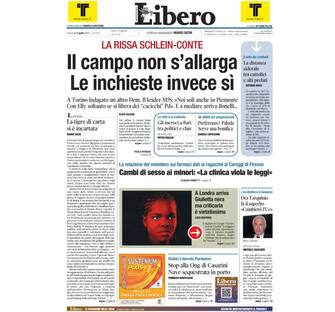 la prima pagina di libero